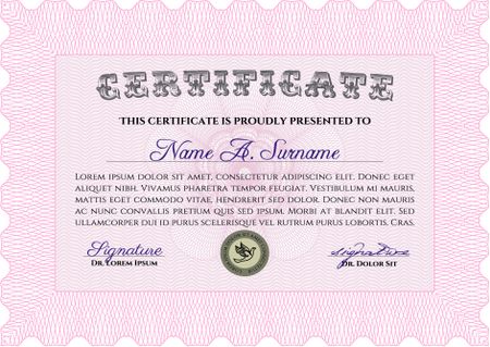 Certificate of achievement template. Superior design. Vector pattern that is used in currency and diplomas.Printer friendly. 