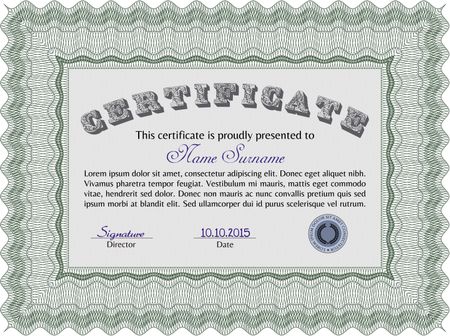 Sample Certificate. With guilloche pattern. Detailed.Modern design. 
