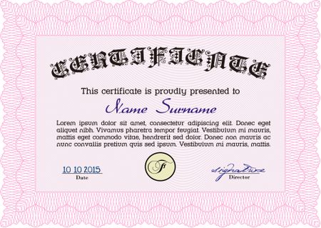 Certificate template. Beauty design. With great quality guilloche pattern. Detailed.
