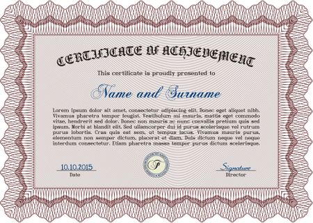 Sample Diploma. With guilloche pattern. Customizable, Easy to edit and change colors.Cordial design.