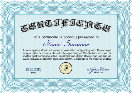 Certificate. With background. Excellent design. Vector pattern that is used in currency and diplomas.