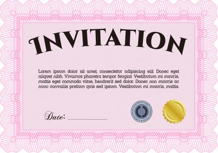 Formal invitation. Sophisticated design. Detailed.With guilloche pattern. 