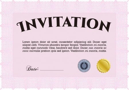 Vintage invitation template. Elegant design. With linear background. Customizable, Easy to edit and change colors.