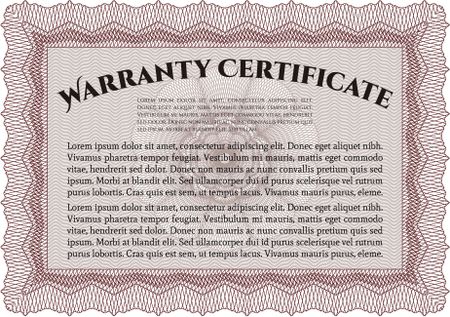 Warranty Certificate template. Complex border. It includes background. Vector illustration. 
