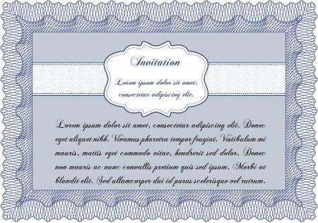 Invitation template. Customizable, Easy to edit and change colors.With great quality guilloche pattern. Retro design. 