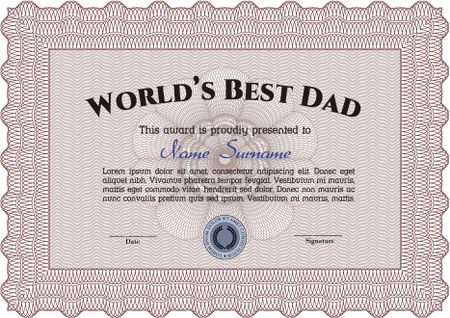 Best Father Award Template. Border, frame.With linear background. Retro design. 