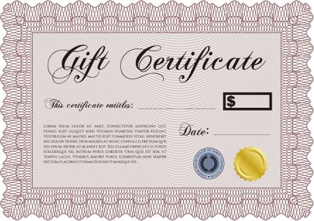 Gift certificate. With background. Sophisticated design. Vector illustration.