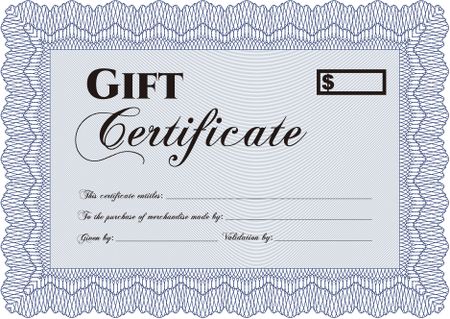Retro Gift Certificate. With complex linear background. Vector illustration.Lovely design. 