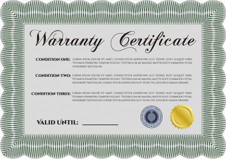 Warranty template. Retro design. It includes background. Complex design.