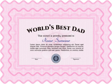 World's Best Father Award. With background. Artistry design. Border, frame.