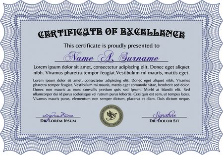 Certificate. With complex background. Complex design. Vector pattern that is used in currency and diplomas.