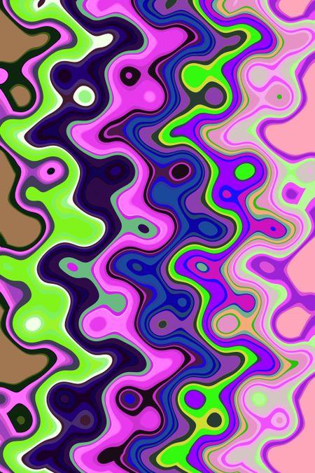 Multicolored abstract of bizarre fluidity, like a microscopic view of particles in shimmering oil with carnival coloration, for decoration and background with overtones of phantasmagoric pop art