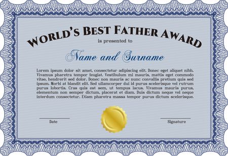 Best Father Award. Elegant design. Vector illustration.Easy to print. 
