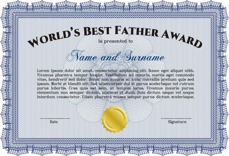World's Best Father Award Template. Detailed.Excellent design. Easy to print. 