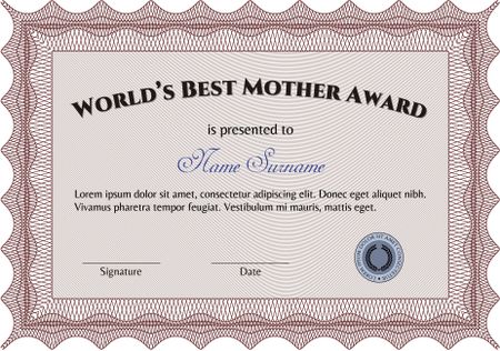 Best Mother Award. With complex linear background. Nice design. Customizable, Easy to edit and change colors.
