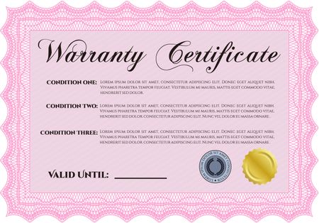 Warranty template. Complex frame design. Very Customizable. With background. 