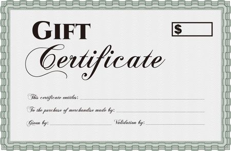 Modern gift certificate. Elegant design. With complex linear background. Customizable, Easy to edit and change colors.
