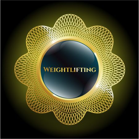 Weightlifting gold shiny emblem