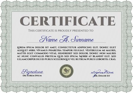 Certificate. Frame certificate template Vector.Lovely design. With complex background. 