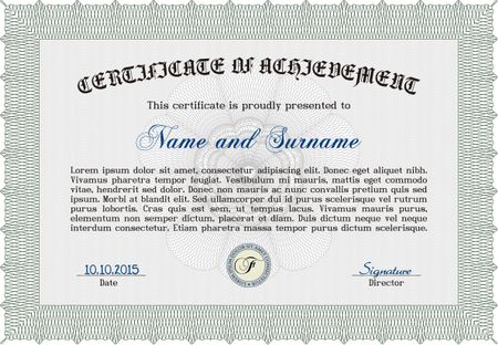 Certificate of achievement template. With guilloche pattern. Frame certificate template Vector.Good design. 