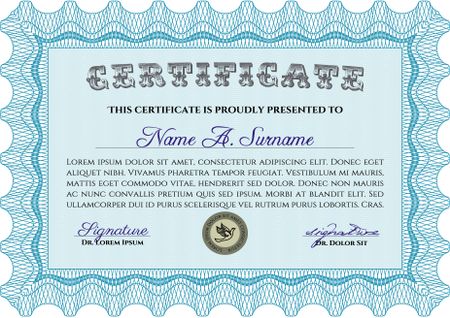 Diploma template or certificate template. Vector pattern that is used in currency and diplomas.Complex background. Superior design. 