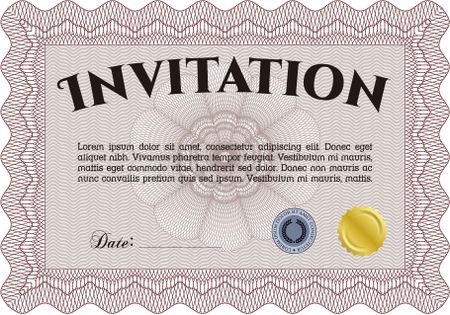 Formal invitation. Complex background. Vector illustration.Excellent design. 