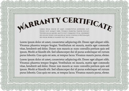 Warranty template. With complex background. Complex frame design. Very Customizable. 