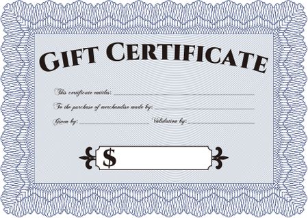 Gift certificate template. Detailed.Retro design. With quality background. 