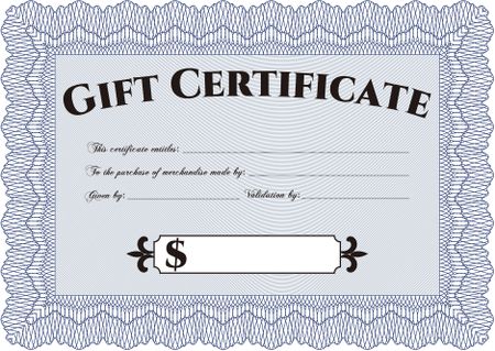 Gift certificate template. Detailed.Retro design. With quality background.