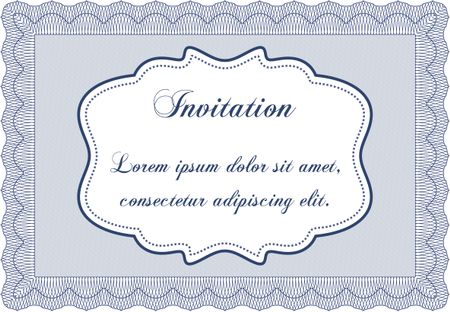 Formal invitation template. With great quality guilloche pattern. Sophisticated design. Border, frame.