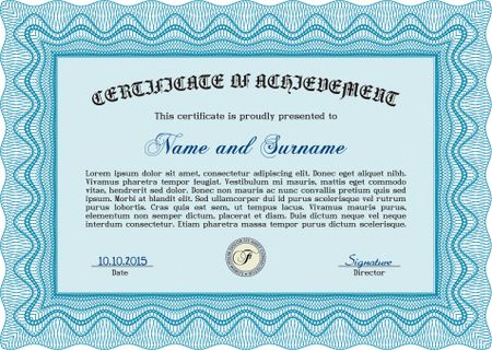 Diploma or certificate template. With quality background. Superior design. Vector illustration.