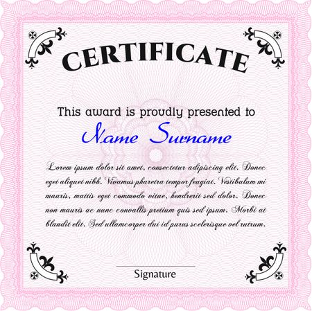 Sample certificate or diploma. Customizable, Easy to edit and change colors.Complex design. Complex background. 