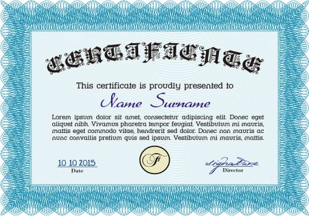 Sample Certificate. With background. Frame certificate template Vector.Modern design. 