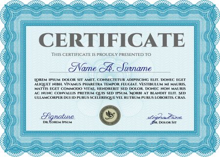 Certificate template. With complex linear background. Vector certificate template.Superior design. 