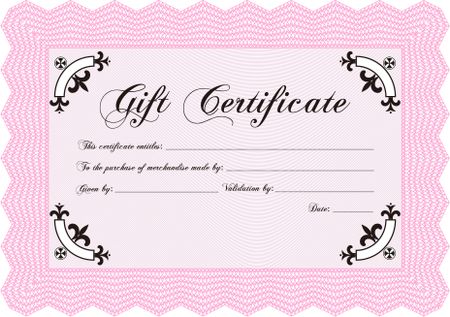 Gift certificate template. Border, frame.Complex background. Excellent design. 