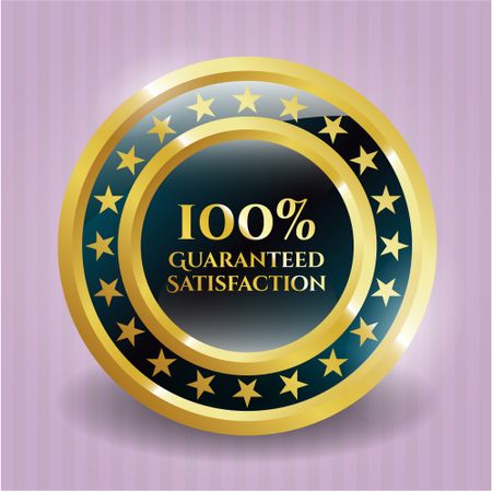 100% Guaranteed Satisfaction gold shiny emblem