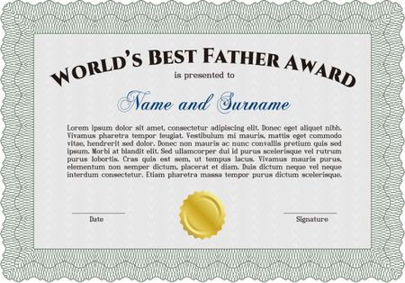 Award: Best dad in the world. Customizable, Easy to edit and change colors.With linear background. Complex design.