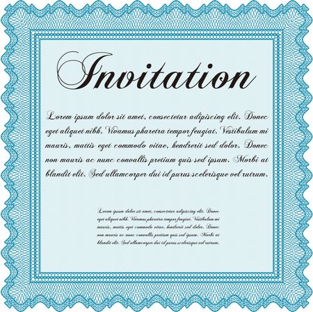 Vintage invitation template. Excellent complex design. Border, frame.With great quality guilloche pattern. 