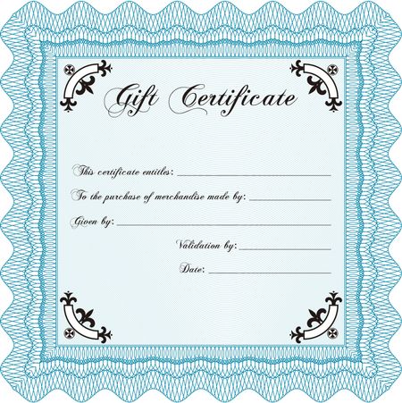 Vector Gift Certificate. Vector illustration.With complex background. Cordial design. 