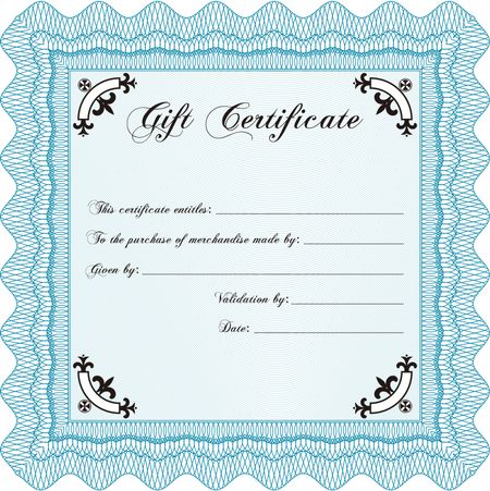 Vector Gift Certificate. Vector illustration.With complex background. Cordial design.