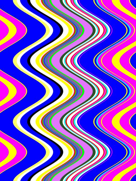 Multicolored abstract of S-curves side by side for decoration and background with themes of fluidity, variation, or synergy