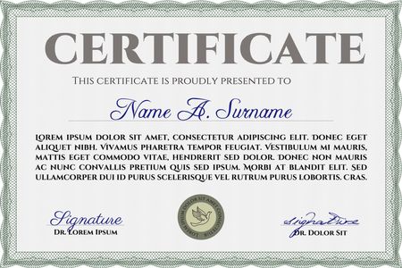 Sample Certificate. Printer friendly. Retro design. Border, frame.