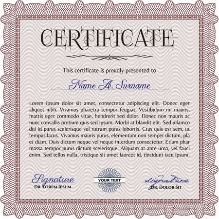 Certificate of achievement template. With guilloche pattern. Diploma of completion.Retro design.