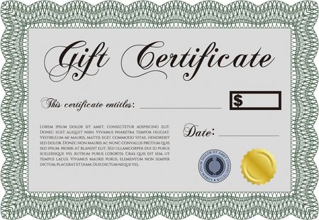 Retro Gift Certificate. With guilloche pattern and background. Border, frame.Sophisticated design. 