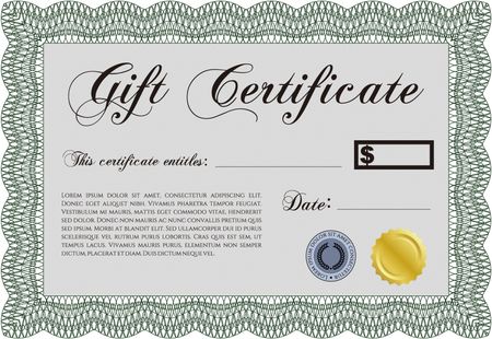 Retro Gift Certificate. With guilloche pattern and background. Border, frame.Sophisticated design.