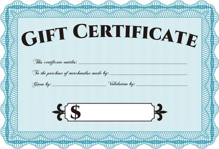 Modern gift certificate. Printer friendly. Detailed.Elegant design. 