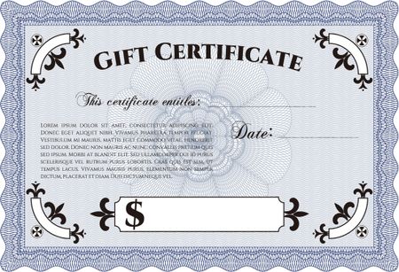 Gift certificate template. Retro design. Detailed.Printer friendly. 