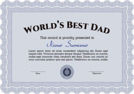 Best Dad Award. Cordial design. Detailed.Complex background. 