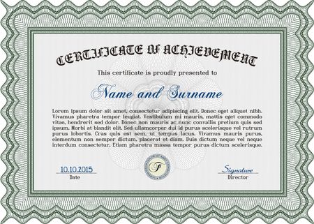 Sample Diploma. Vector pattern that is used in money and certificate.Excellent design. With guilloche pattern and background. 