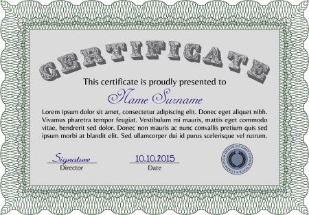 Diploma or certificate template. Artistry design. Printer friendly. Vector pattern that is used in money and certificate.